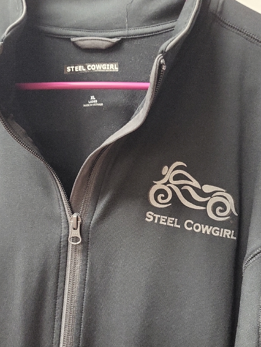 STEEL COWGIRL BURNT Black Zip-Up Jacket, SIZE XL